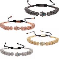 Cubic Zirconia Micro Pave Brass Bracelet, with Polyester Cord, Hand, plated, Unisex & adjustable & micro pave cubic zirconia, more colors for choice, nickel, lead & cadmium free, Length:18-21 cm, Sold By PC