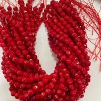 Synthetische Korallen Perlen, rund, Star Cut Faceted & DIY & verschiedene Größen vorhanden, rot, verkauft per ca. 14.96 ZollInch Strang