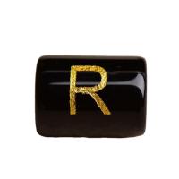 Perles murano faites à la main , chalumeau, DIY & modèles différents pour le choix & avec le motif de lettre & émail, noire, 12x10mm, Vendu par PC