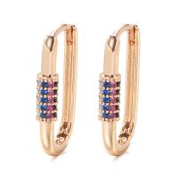 Cubic Zirconia Micro Pave Brass Earring fashion jewelry & micro pave cubic zirconia & for woman rose gold color nickel lead & cadmium free 21mm Sold By Pair