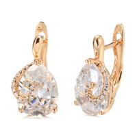 Cubic Zirconia Micro Pave Brass Earring fashion jewelry & micro pave cubic zirconia & for woman rose gold color nickel lead & cadmium free 18mm Sold By Pair