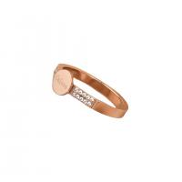 Ring Finger Titantium stali, Płaskie koło, biżuteria moda & różnej wielkości do wyboru & mikro utorować cyrkonia & dla kobiety, różowe złoto, rozmiar:6-8, sprzedane przez PC