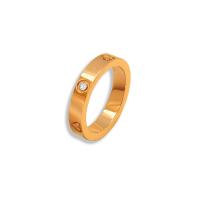 Titantium Steel Finger Ring, Titanium Steel, Szív, divat ékszerek & egynemű & különböző méretű a választás & mikro egyengetni cirkónia, több színt a választás, 4x2mm, Méret:5-10, Által értékesített PC