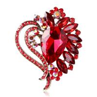 Crystal Brooch, Tibetan Style, with Crystal, plated, fashion jewelry & for woman, more colors for choice, nickel, lead & cadmium free, 53x65mm, Sold By PC