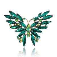 Crystal Brooch Zinc Alloy with Crystal Butterfly gold color plated fashion jewelry & for woman nickel lead & cadmium free Sold By PC