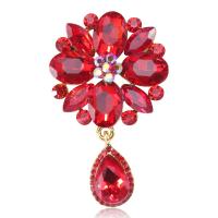 Crystal Brooch Zinc Alloy with Crystal Flower plated fashion jewelry & for woman nickel lead & cadmium free Sold By PC