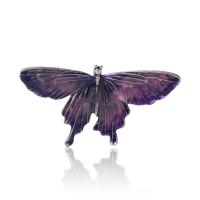 Enamel Brooch Zinc Alloy Butterfly silver color plated fashion jewelry & for woman nickel lead & cadmium free Sold By PC