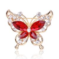 Rhinestone Brooch, Tibetan Style, Butterfly, gold color plated, fashion jewelry & for woman & with rhinestone, more colors for choice, nickel, lead & cadmium free, 37x30mm, Sold By PC