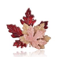 Enamel Brooch Zinc Alloy Maple Leaf gold color plated fashion jewelry & for woman red nickel lead & cadmium free Sold By PC