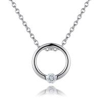 Cubic Zircon Micro Pave 925 Sterling Silver Necklace, with 1.96inch extender chain, Donut, platinum plated, oval chain & micro pave cubic zirconia & for woman & hollow, 2.80mm, Length:Approx 15.7 Inch, Sold By PC