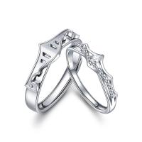 Couple Finger Rings 925 Sterling Silver platinum plated & micro pave cubic zirconia & for couple Sold By PC