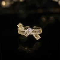 Kubieke Circonia Micro Pave Brass Ring, Messing, gold plated, verstelbaar & micro pave zirconia & voor vrouw, nikkel, lood en cadmium vrij, 17mm, Maat:6.5, Verkocht door PC