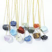 Natural Gemstone Necklace, with Tibetan Style, irregular, different materials for choice & Unisex, more colors for choice, 1.5-3cm, Length:Approx 15.74 Inch, Sold By PC
