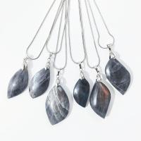 Natural Gemstone Necklace, Labradorite, with Tibetan Style, Nuggets, random style & Unisex & snake chain, grey, 15*25-25*35mm, Length:Approx 19.68 Inch, Sold By PC