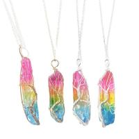 Quartz Necklace Glass with Zinc Alloy Nuggets plated Unisex Sold By PC