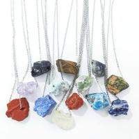 Natural Gemstone Necklace with Zinc Alloy irregular & Unisex Length Approx 15.74 Inch Sold By PC