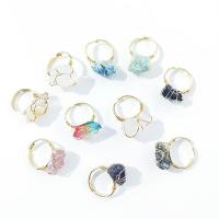 Πολύτιμος λίθος δαχτυλίδι δάχτυλο, με Ορείχαλκος, Ακανόνιστη, χρώμα επίχρυσο, Ρυθμιζόμενο & διαφορετικά υλικά για την επιλογή & για άνδρες και γυναίκες, περισσότερα χρώματα για την επιλογή, Sold Με PC