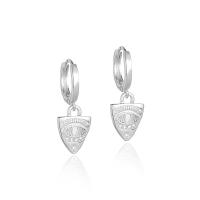 Cubic Zirconia Micro Pave Sterling Silver Earring, 925 Sterling Silver, plated, micro pave cubic zirconia & for woman, more colors for choice, 22.17x7.72mm, Sold By Pair