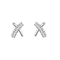 Cubic Zirconia Micro Pave Sterling Silver Earring, 925 Sterling Silver, micro pave cubic zirconia & for woman, silver color, 5x6mm, Sold By Pair