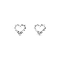 Cubic Zirconia Micro Pave Sterling Silver Earring, 925 Sterling Silver, Heart, plated, micro pave cubic zirconia & for woman & hollow, more colors for choice, 7x7mm, Sold By Pair