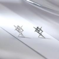 925 Sterling Silver Stud Earrings, for woman & hollow, silver color, 7x12mm, Sold By Pair