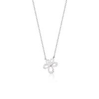 Cubic Zircon Micro Pave 925 Sterling Silver Necklace with 1.96 inch extender chain Flower plated micro pave cubic zirconia & for woman & hollow Length Approx 15.74 Inch Sold By PC
