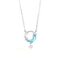 Cubic Zircon Micro Pave 925 Sterling Silver Necklace, with 1.96 inch extender chain, micro pave cubic zirconia & for woman & hollow, silver color, 12x17.80mm, Length:Approx 15.74 Inch, Sold By PC