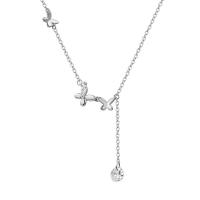 Cubic Zircon Micro Pave 925 Sterling Silver Necklace, micro pave cubic zirconia & for woman, silver color, Length:Approx 18.89 Inch, Sold By PC