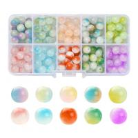 Perles en verre de mode, Des billes de verre, avec Boîte en plastique, vernis au four, DIY, couleurs mélangées, 102x62x21mm, Vendu par boîte