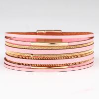 PU Leather Cord Bracelets with Zinc Alloy handmade fashion jewelry & multilayer & for woman 26mm Length Approx 7.56 Inch Sold By PC