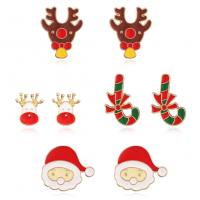 Christmas Brooches Zinc Alloy 8 pieces & Christmas Design & enamel nickel lead & cadmium free Sold By Set
