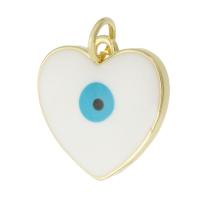 Evil Eye Pendants Brass Heart gold color plated fashion jewelry & DIY & evil eye pattern & enamel golden Approx 3mm Sold By PC