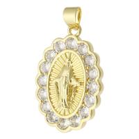 Cubic Zirconia Micro Pave Brass Pendant, gold color plated, fashion jewelry & DIY & micro pave cubic zirconia, golden, 18x27x3.50mm, Hole:Approx 3mm, 10PCs/Lot, Sold By Lot