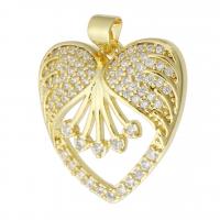 Cubic Zirconia Micro Pave Brass Pendant, Heart, gold color plated, fashion jewelry & DIY & micro pave cubic zirconia, golden, 22x22x4mm, Hole:Approx 3mm, 10PCs/Lot, Sold By Lot