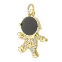 Cubic Zirconia Micro Pave Brass Pendant, Astronaut, gold color plated, fashion jewelry & DIY & micro pave cubic zirconia & enamel, two different colored, 14x21x2.50mm, Hole:Approx 3mm, 10PCs/Lot, Sold By Lot