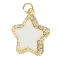Cubic Zirconia Micro Pave Brass Pendant Star gold color plated fashion jewelry & DIY & micro pave cubic zirconia & enamel two different colored Approx 3mm Sold By Lot