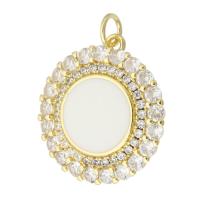 Cubic Zirconia Micro Pave Brass Pendant, Round, gold color plated, fashion jewelry & DIY & micro pave cubic zirconia & enamel, two different colored, 21x22.50x3mm, Hole:Approx 3mm, 10PCs/Lot, Sold By Lot