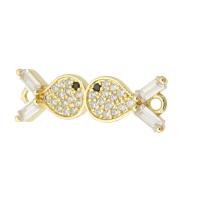 Cubic Zirconia Micro Pave Brass Pendant, gold color plated, fashion jewelry & DIY & micro pave cubic zirconia, golden, 24x8x3mm, Hole:Approx 2mm, 10PCs/Lot, Sold By Lot