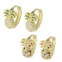 Cubic Zirconia Micro Pave Brass Earring, gold color plated, fashion jewelry & micro pave cubic zirconia & for woman, more colors for choice, 8.50x14x15mm, 10Pairs/Lot, Sold By Lot