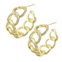 Cubic Zirconia Micro Pave Brass Earring gold color plated fashion jewelry & micro pave cubic zirconia & for woman golden Approx 1mm Sold By Lot