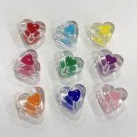 Bead in Bead Acrylic Beads, Heart, DIY & enamel, more colors for choice, 16mm, Approx 275PCs/Bag, Sold By Bag