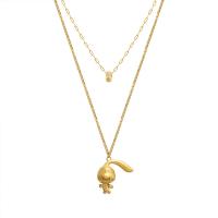 Titanstahl Halskette, mit kubischer Zirkonia, mit Verlängerungskettchen von 5cm, Doppelschicht & für Frau, goldfarben, 4x8mm,26x26mm, Länge:ca. 36 cm, ca. 45 cm, verkauft von PC