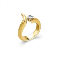 Ring Finger Titantium stali, ze Sześcienna cyrkonia, różnej wielkości do wyboru & dla kobiety, złoty, 16mm, sprzedane przez PC