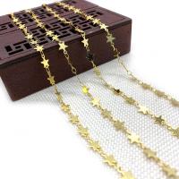 Brass Chain Star gold color plated DIY golden nickel lead & cadmium free 6mm Sold By Spool