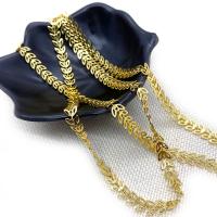 Brass Chain, Leaf, gold color plated, DIY, golden, nickel, lead & cadmium free, 7mm, 10m/Spool, Sold By Spool