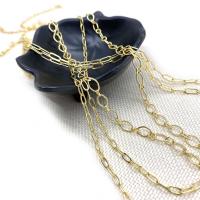 Brass Ovalni Chain, Mesing, zlatna boja pozlaćen, možete DIY & različite veličine za izbor, zlatan, nikal, olovo i kadmij besplatno, 10m/spool, Prodano By spool