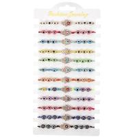 Evil Eye Jewelry Bracelet Crystal with Polyester Cord & Zinc Alloy gold color plated 12 pieces & enamel & with rhinestone mixed colors Sold By Set