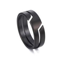 Prst prsten z nerezové oceli, 304 Stainless Steel, módní šperky & unisex & různé velikosti pro výběr, černý, 6x1.30mm, Prodáno By PC