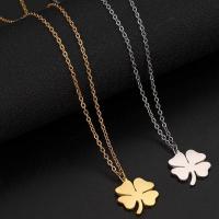 Stainless Steel Jewelry Necklace 304 Stainless Steel with 1.97inch extender chain Four Leaf Clover Vacuum Ion Plating fashion jewelry & Unisex Sold Per Approx 17.72 Inch Strand