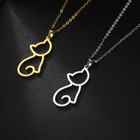 Stainless Steel Jewelry Necklace, 316L Stainless Steel, with 1.97inch extender chain, Cat, Vacuum Ion Plating, fashion jewelry & for woman, more colors for choice, 33x15.30mm, Sold Per Approx 17.72 Inch Strand